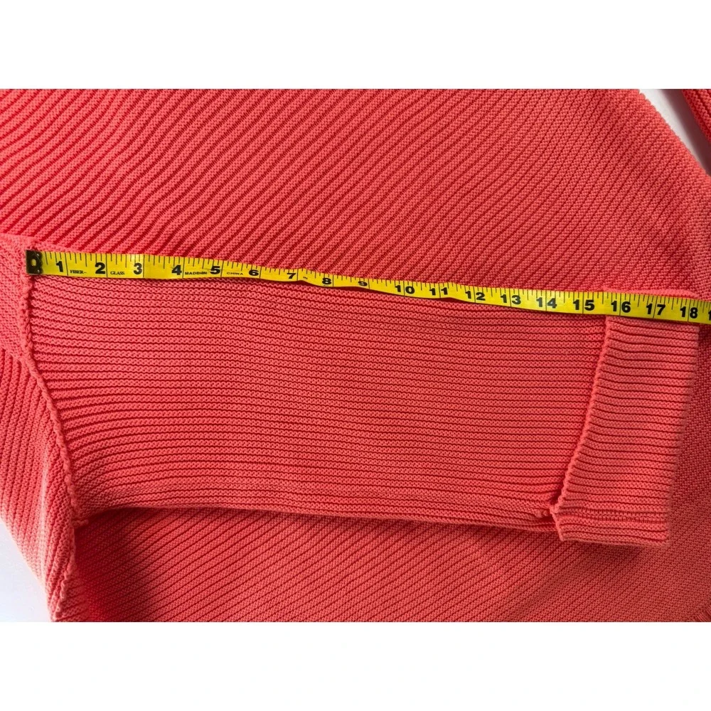 Free People La Brea Size Large‎ Oversized Pullover V-Neck Sweater Coral Orange - Picture 7 of 11